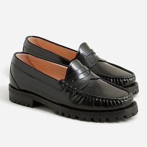 J. Crew Winona lug-sole penny loafers in spazzolato leather- SIZE 8